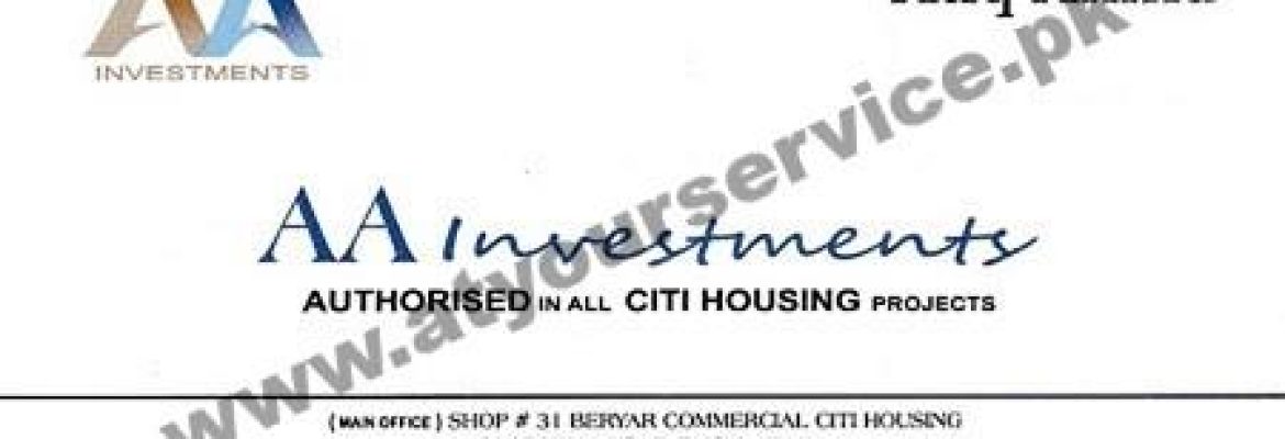A A Investment – Baryal Commercial Citi Housing, Sargodha Road, Faisalabad