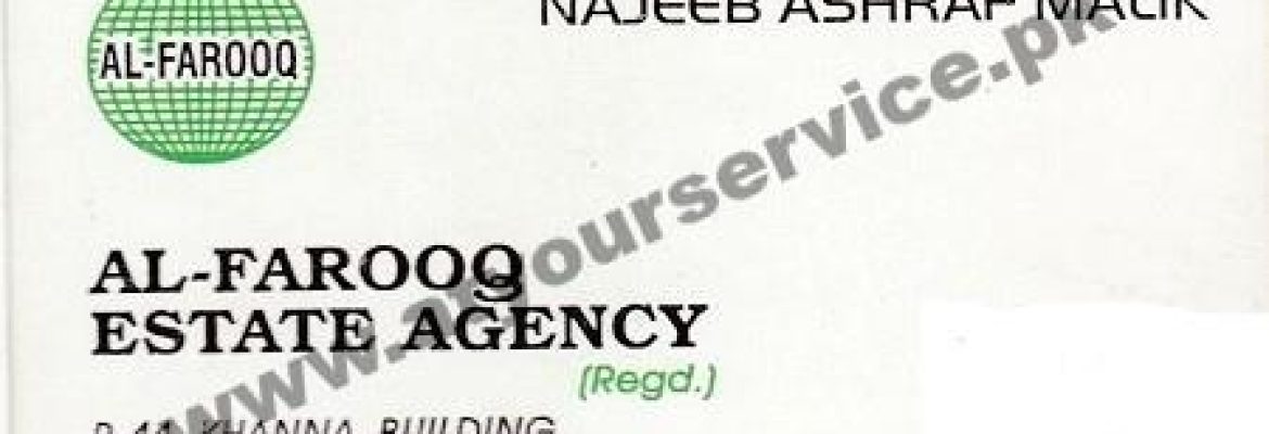 Al Farooq Estate Agency – Khanna Building, Susan Road, Madina Town, Faisalabad