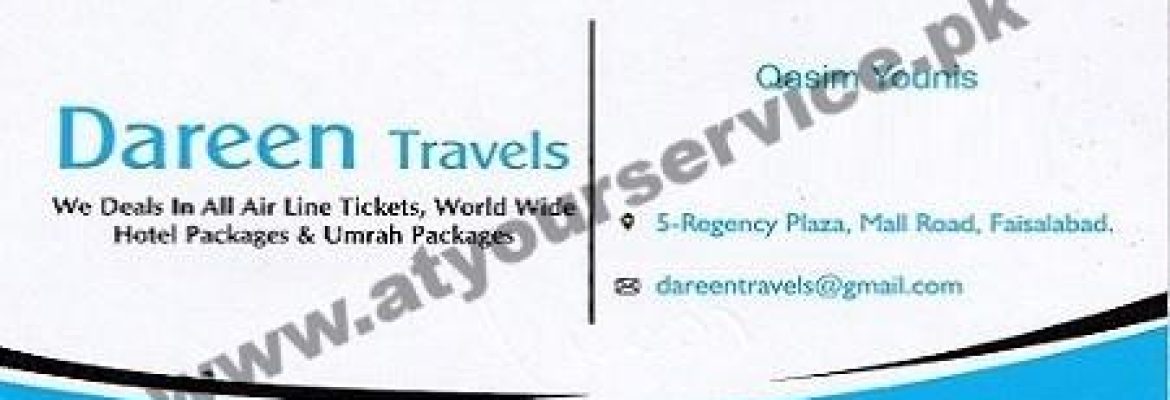 Dareen Travels – Regency Plaza, Mall Road, Civil Lines, Faisalabad