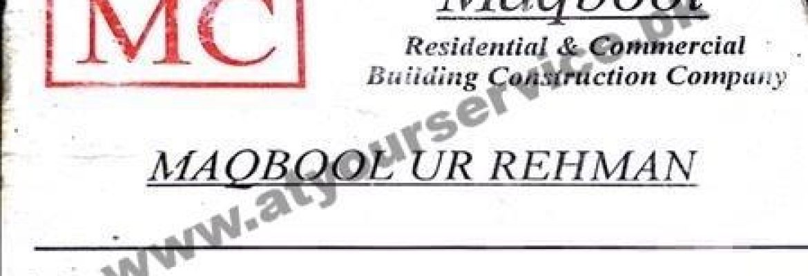 Maqbool Building Construction Company – G 10/2, Islamabad