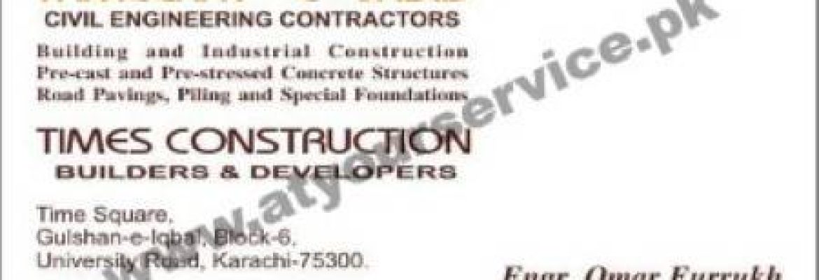 Tameerat e Jadid Civil Engineering Contractors – Time Square, University Road, Gulshan e Iqbal, Karachi