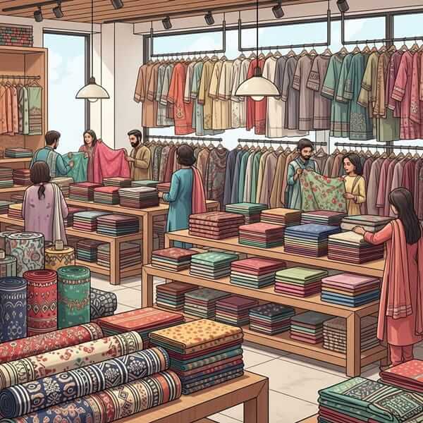 Clothing and fabric stores in Pakistan offering textiles and ready-made garments